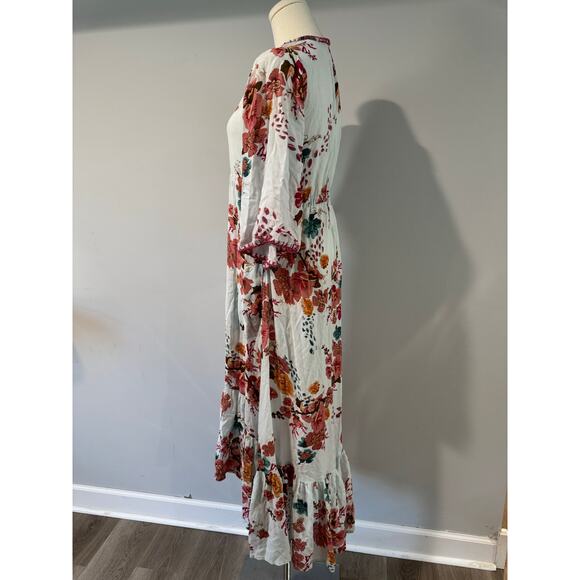 Lula Soul Monet Dress – Aqua Floral, Size XS, Button Front & Ruffle Hem *flaw - Picture 4 of 8